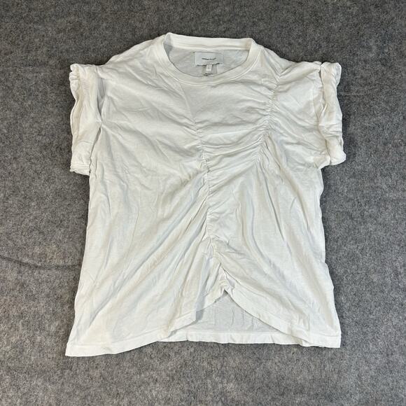 Current Elliott T Shirt Womens 1 US Small White Cotton Ruched Made In USA Tee - Picture 1 of 7